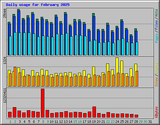 Daily usage for February 2025