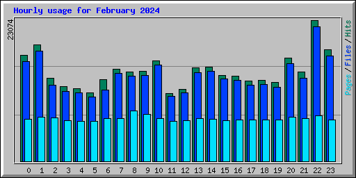 Hourly usage for February 2024